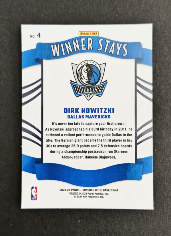 2023-24 Panini Optic Winner Stays Dirk Nowitzki #4