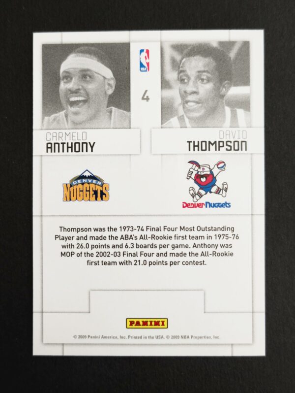 2009-10 Panini Threads Generations Carmelo Anthony David Thompson #4