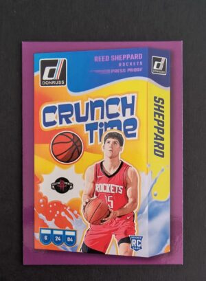 2024-25 Panini Donruss Crunch Time Reed Sheppard #9 RC Purple Press Proof