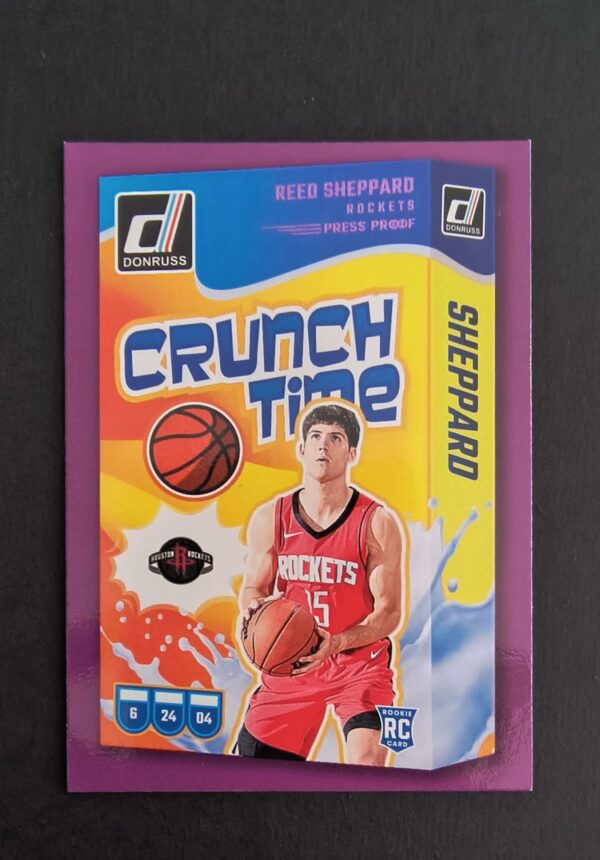 2024-25 Panini Donruss Crunch Time Reed Sheppard #9 RC Purple Press Proof