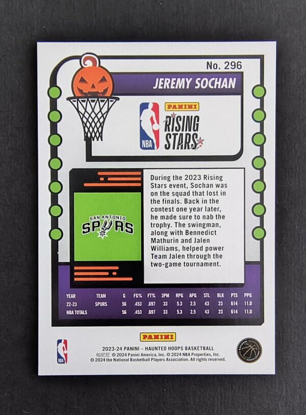 2023-24 Panini Haunted Hoops Rising Stars Jeremy Sochan #296