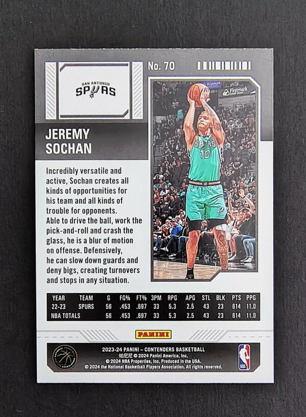 2023-24 Panini Contenders Jeremy Sochan #70 Choice