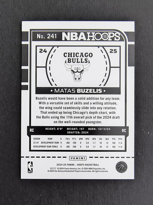 2024-25 Panini Hoops Matas Buzelis #241 RC