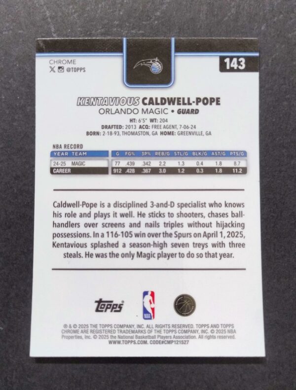 2025-26 Topps Chrome Kentavious Caldwell-Pope #143 Basketball Refractor