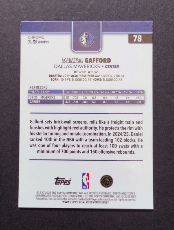 2025-26 Topps Chrome Daniel Gafford #78 Red White Blue