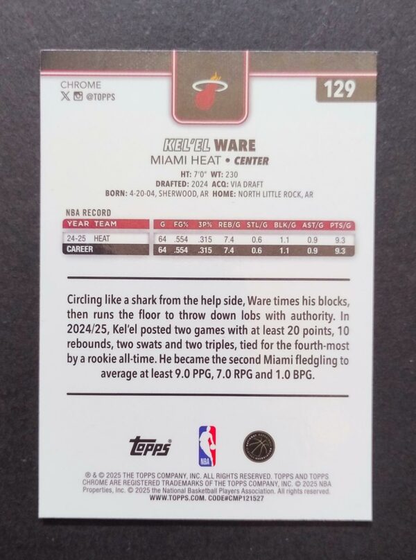 2025-26 Topps Chrome Kel'el Ware #129 Red White Blue