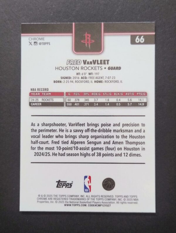 2025-26 Topps Chrome Fred VanVleet #66 Red White Blue