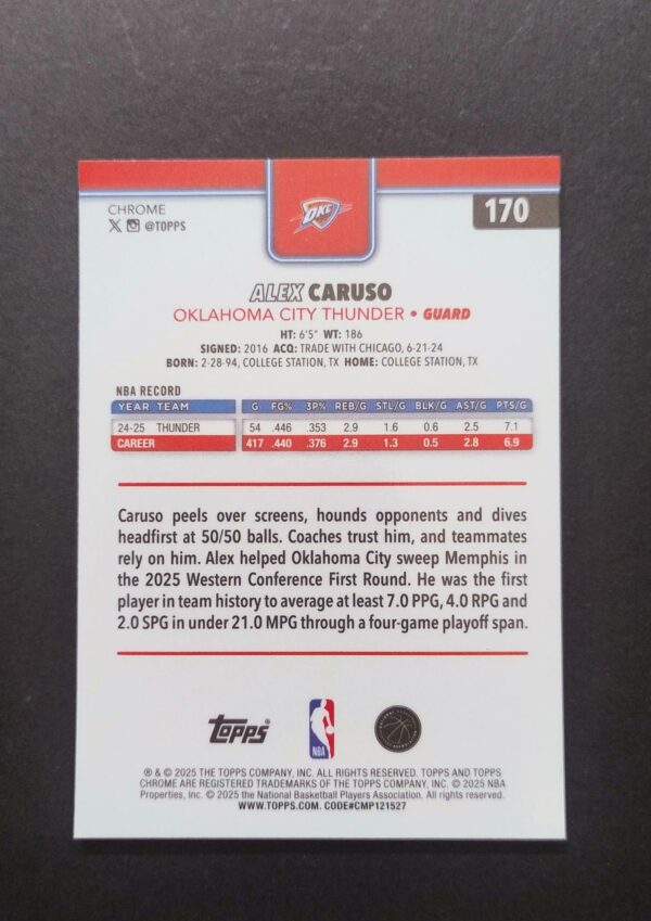 2025-26 Topps Chrome Alex Caruso #170 Red White Blue