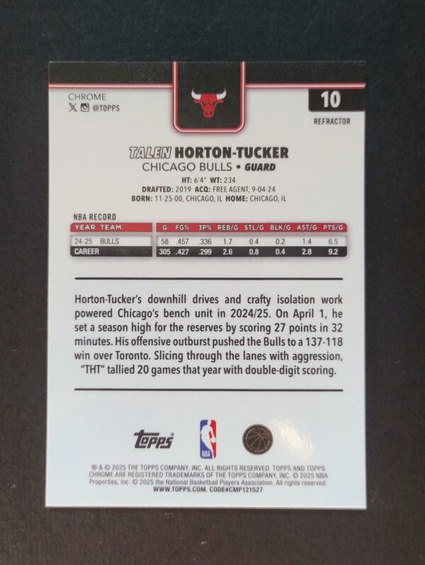 2025-26 Topps Chrome Talen Horton-Tucker #10 Silver Refractor
