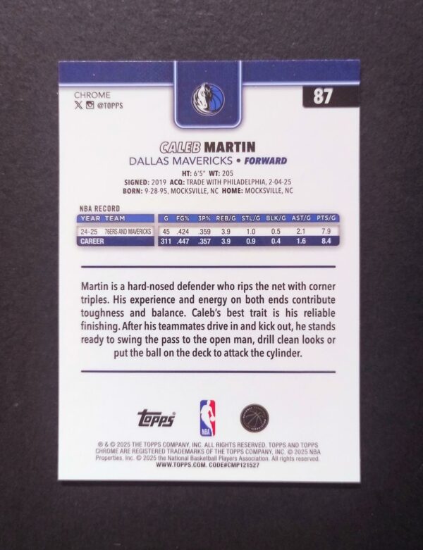2025-26 Topps Chrome Caleb Martin #87 Silver Refractor