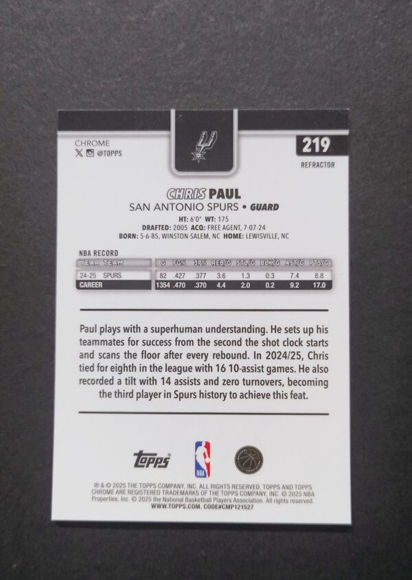 2025-26 Topps Chrome Chris Paul #219 Silver Refractor