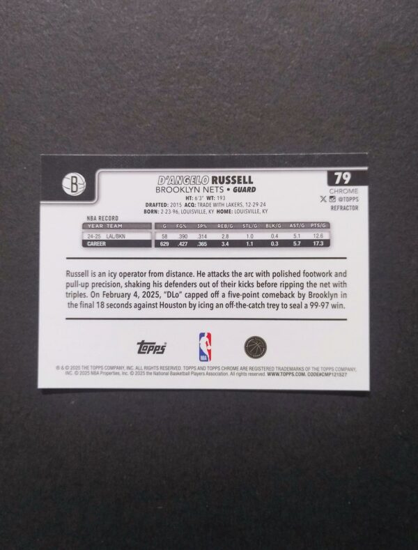 2025-26 Topps Chrome D'angelo Russell #79 Silver Refractor
