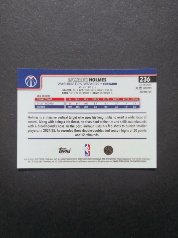 2025-26 Topps Chrome Richaun Holmes #236 Silver Refractor