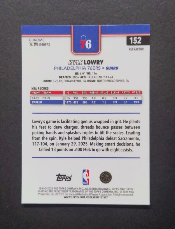 2025-26 Topps Chrome Kyle Lowry #152 Silver Refractor