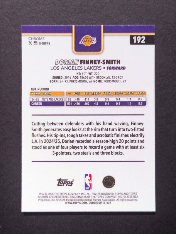 2025-26 Topps Chrome Dorian Finney-Smith #192 Silver Refractor