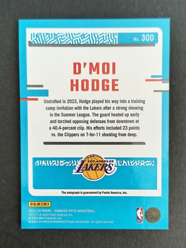 2023-24 Panini Optic D'Moi Hodge RC Auto