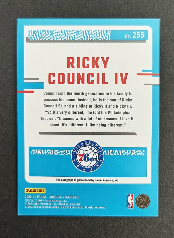 2023-24 Panini Donruss Ricky Council IV RC Auto