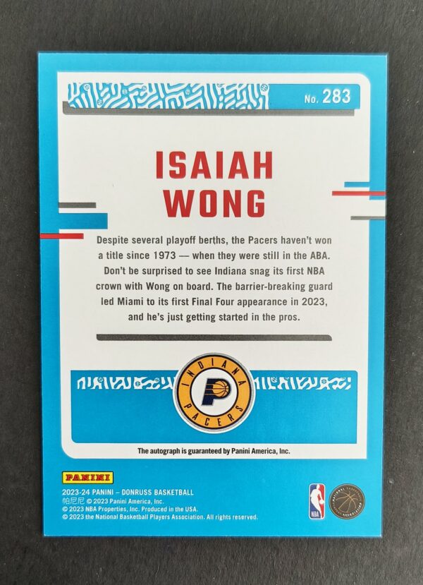 2023-24 Panini Donruss Isaiah Wong RC Auto 11/25