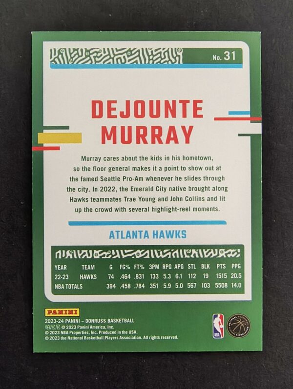 2023-24 Panini Donruss Dejounte Murray #31 89/99 Red Choice