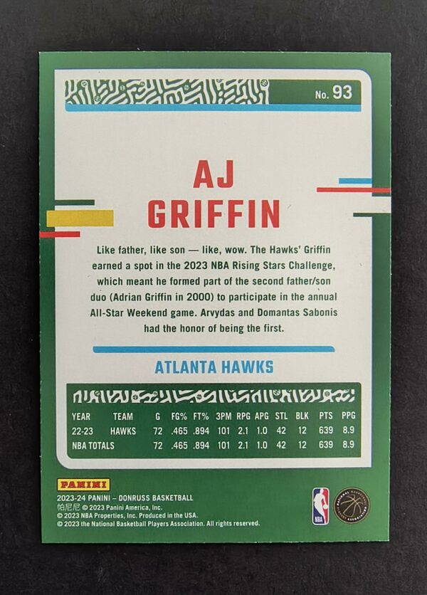2023-24 Panini Donruss AJ Griffin #93 065/199 Press Proof