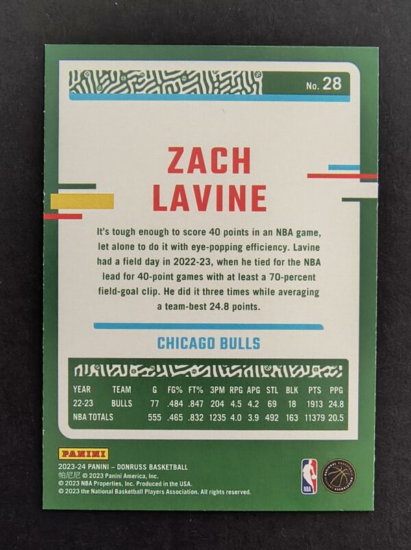 2023-24 Panini Donruss Zach Lavine #28 11/88 Red Fireworks