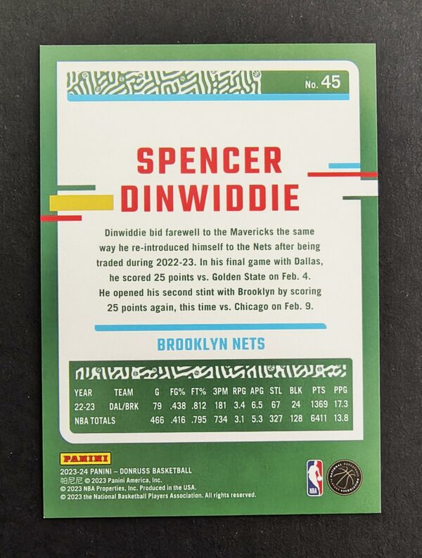 2023-24 Panini Donruss Spencer Dinwiddie #45 138/149 Holo Laser