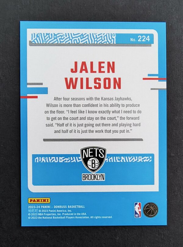 2023-24 Panini Donruss Jalen Wilson #224 014/149 RC Holo Laser