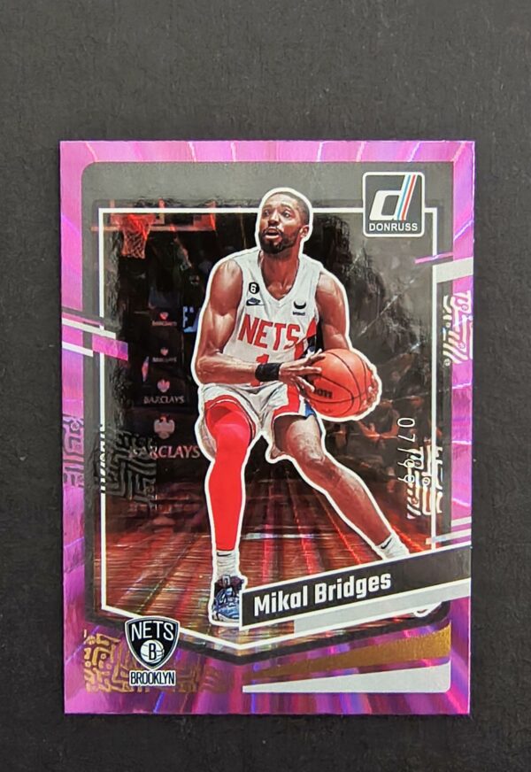 2023-24 Panini Donruss Mikal Bridges #70 07/99 Purple Laser