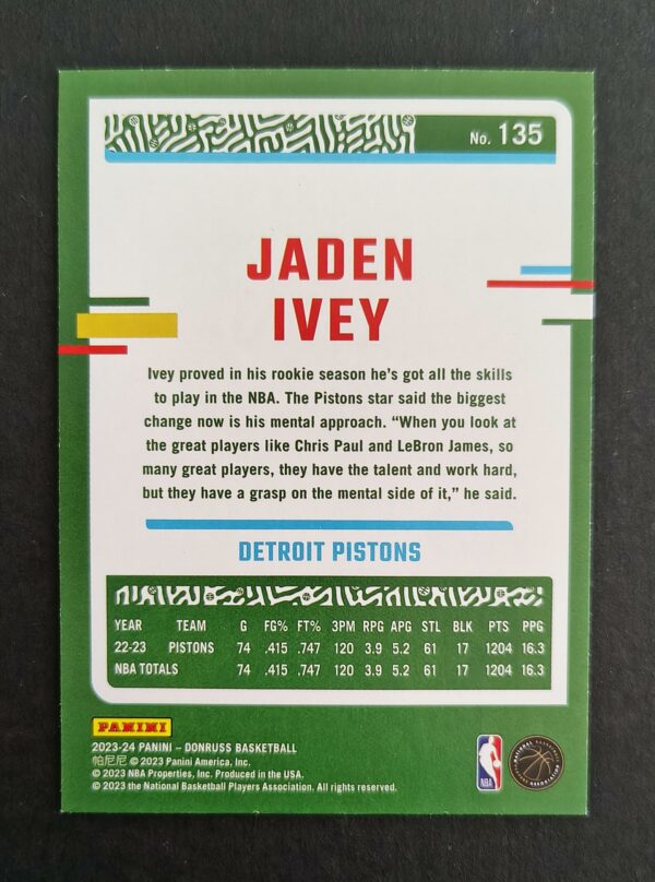 2023-24 Panini Donruss Jaden Ivey #135 05/99 Red Choice