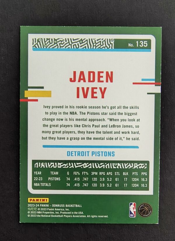 2023-24 Panini Donruss Jaden Ivey #135 76/99 Red Laser
