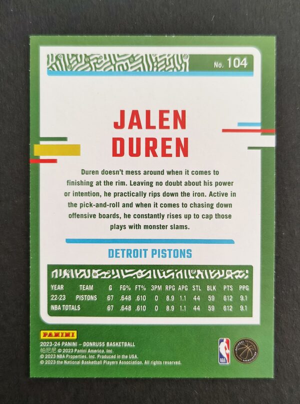 2023-24 Panini Donruss Jalen Duren #104 139/199 Press Proof