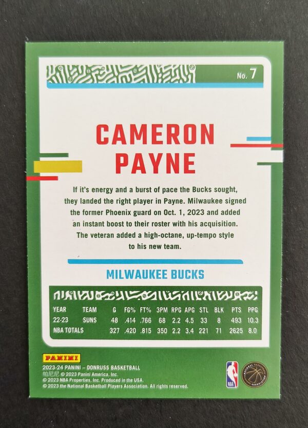 2023-24 Panini Donruss Cameron Payne #7 80/99 Red Choice