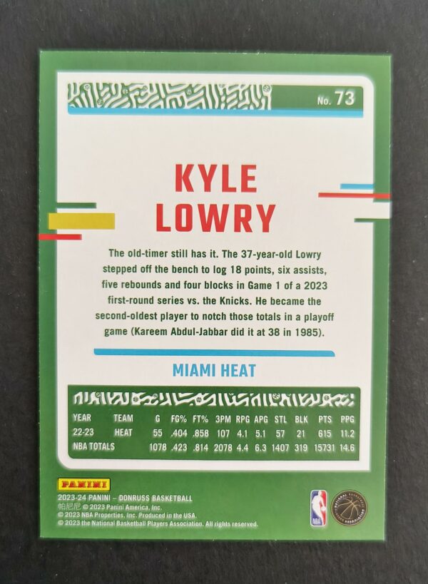 2023-24 Panini Donruss Kyle Lowry #73 20/49 Blue Choice