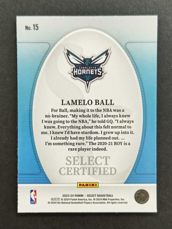 2023-24 Panini Select Certified Lamelo Ball #15