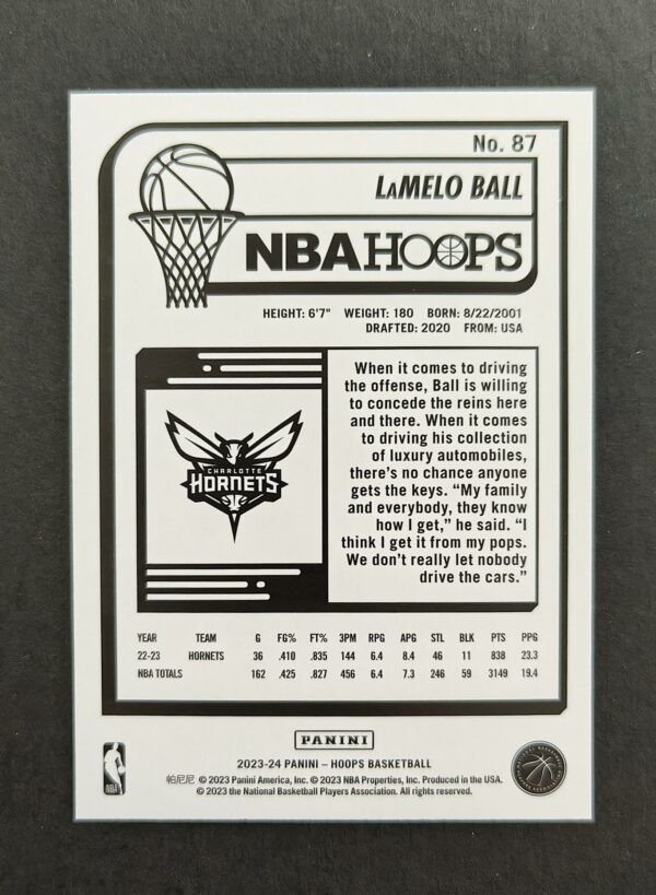 2023-24 Panini Hoops Lamelo Ball #87