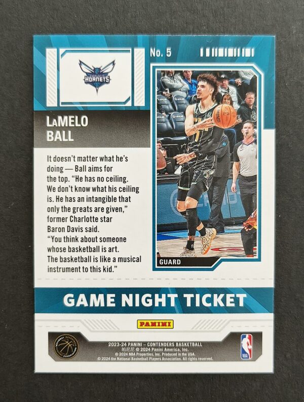 2023-24 Panini Contenders Game Night Ticket Lamelo Ball #5