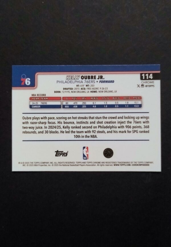 2025-26 Topps Chrome Kelly Oubre Jr #114 Ray Wave Refractor