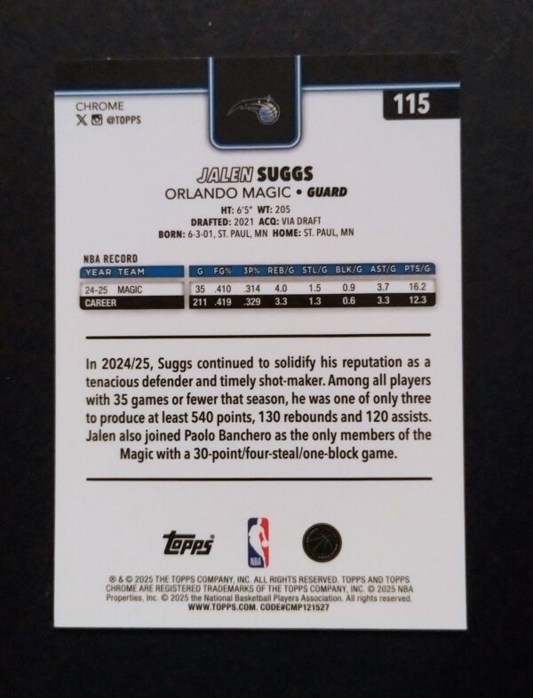 2025-26 Topps Chrome Jalen Suggs #115 Ray Wave Refractor