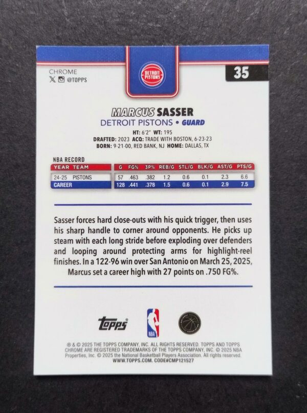 2025-26 Topps Chrome Marcus Sasser #35 Hyper Prism Refractor
