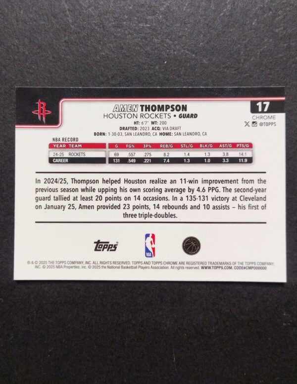 2025-26 Topps Chrome Amen Thompson #17 Hyper Prism Refractor