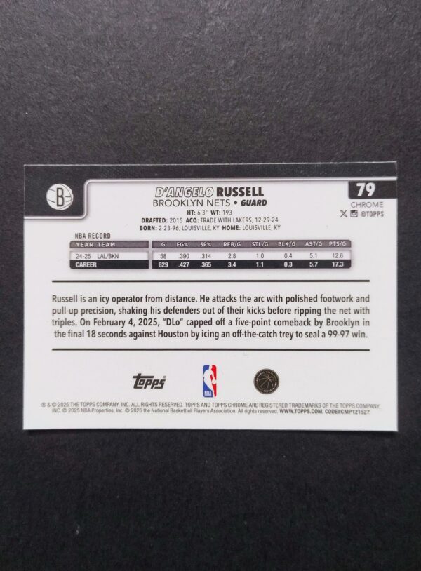 2025-26 Topps Chrome D'angelo Russell #79 Hyper Prism Refractor