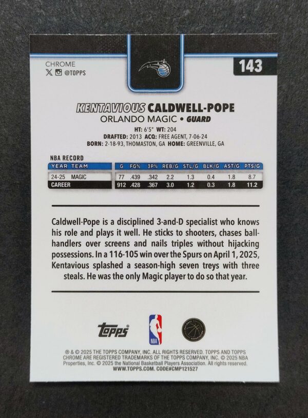 2025-26 Topps Chrome Kentavious Caldwell-Pope #143 Hyper Prism Refractor