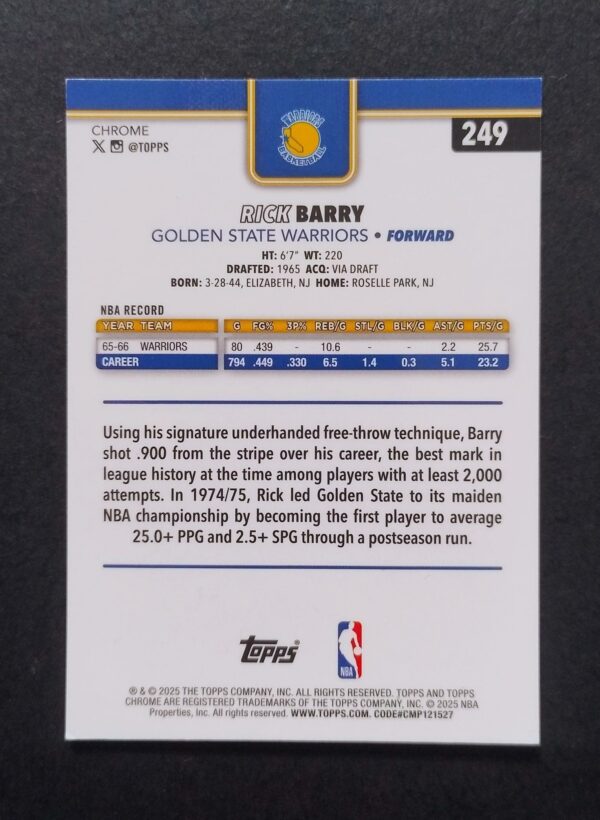 2025-26 Topps Chrome Rick Barry #249 Xfractor