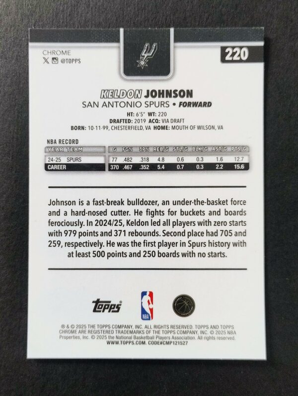 2025-26 Topps Chrome Keldon Johnson #220 Xfractor