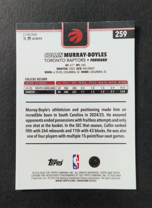 2025-26 Topps Chrome Collin Murray-Boyles #259 Xfractor RC
