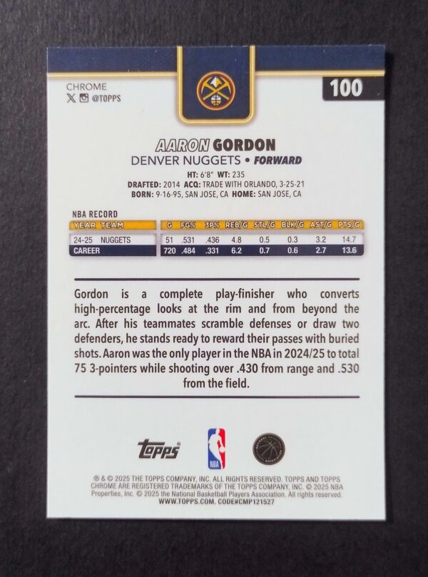 2025-26 Topps Chrome Aaron Gordon #100 Xfractor
