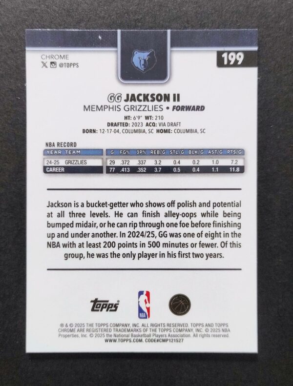 2025-26 Topps Chrome GG Jackson #199 Xfractor
