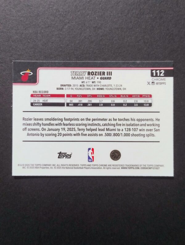 2025-26 Topps Chrome Terry Rozier III #112 Xfractor