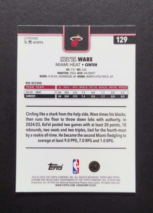 2025-26 Topps Chrome Kel'el Ware #129 Xfractor