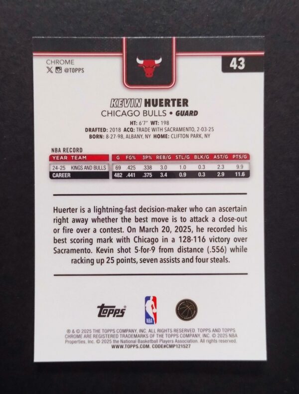 2025-26 Topps Chrome Kevin Huerter #43 Xfractor